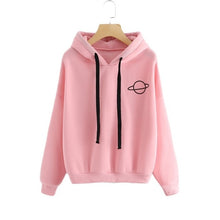 Load image into Gallery viewer, Women Hoodies Planet Print Casual Solid Loose Drawstring Sweatshirt Fashion Long Sleeve Hooded 2019 Autumn Female Pullover