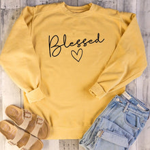Load image into Gallery viewer, Tops Women's Sweatshirt Autumn Long Sleeve Pullover O-neck Blessed Letter Casual Loose Plus Size Sweatshirt