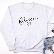 Load image into Gallery viewer, Tops Women's Sweatshirt Autumn Long Sleeve Pullover O-neck Blessed Letter Casual Loose Plus Size Sweatshirt