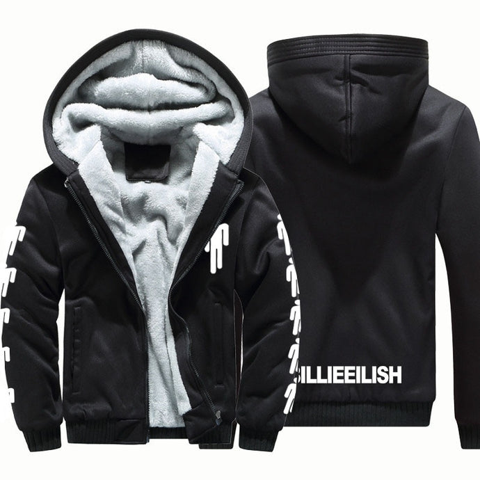 Thicken Billie Eilish Fashion Brand Sweatshirts Mens 2019 Winter Thicken Hoodie Men Hoodies Sweatshirt Men Hip hop Zipper Coats